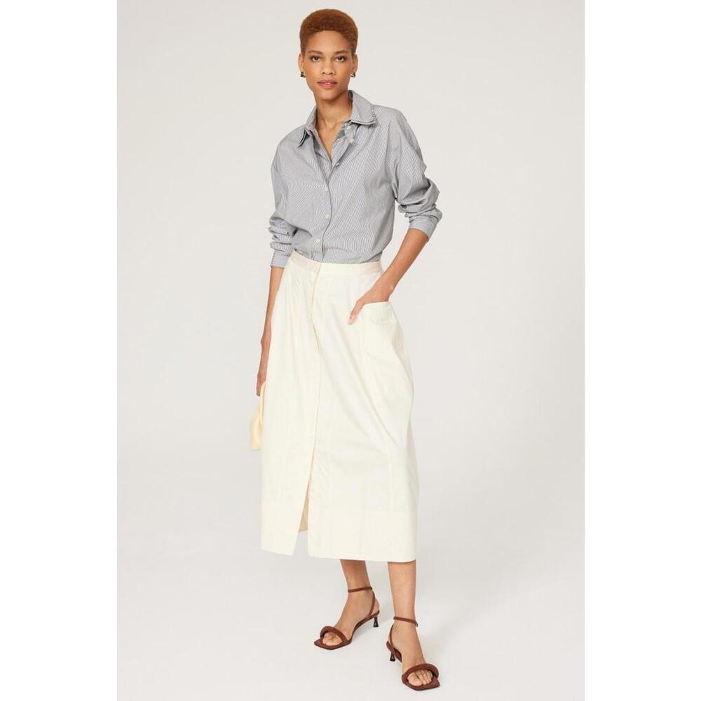 Tibi Off-White Poplin Lantern Skirt Size 4 with Small Stain and Fabric Tear